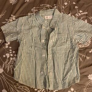 Zara Kids Mint Striped Button-Down Shirt